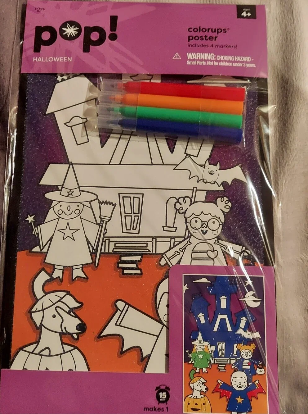 pop Halloween Color-Your-Own Party Banner - Black & Purple 4 Poster Lot